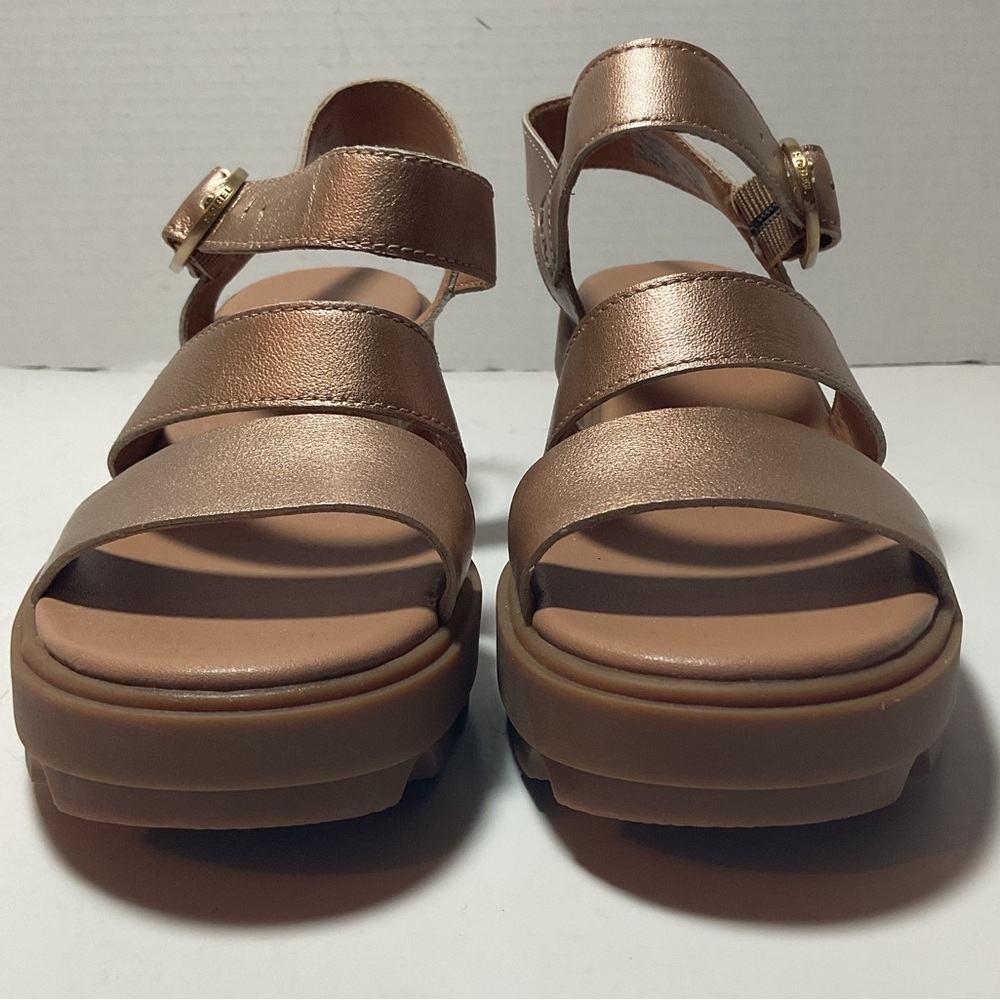 Sorel Rose Gold Metallic Chunky Heel Sandals - Picture 4 of 12
